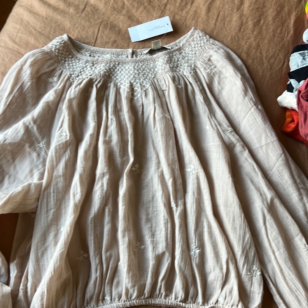 Embroidered Neutral Tan Shirt